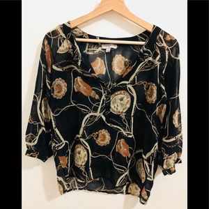 Navy Blue Quarter Sleeve Cotton On Blouse